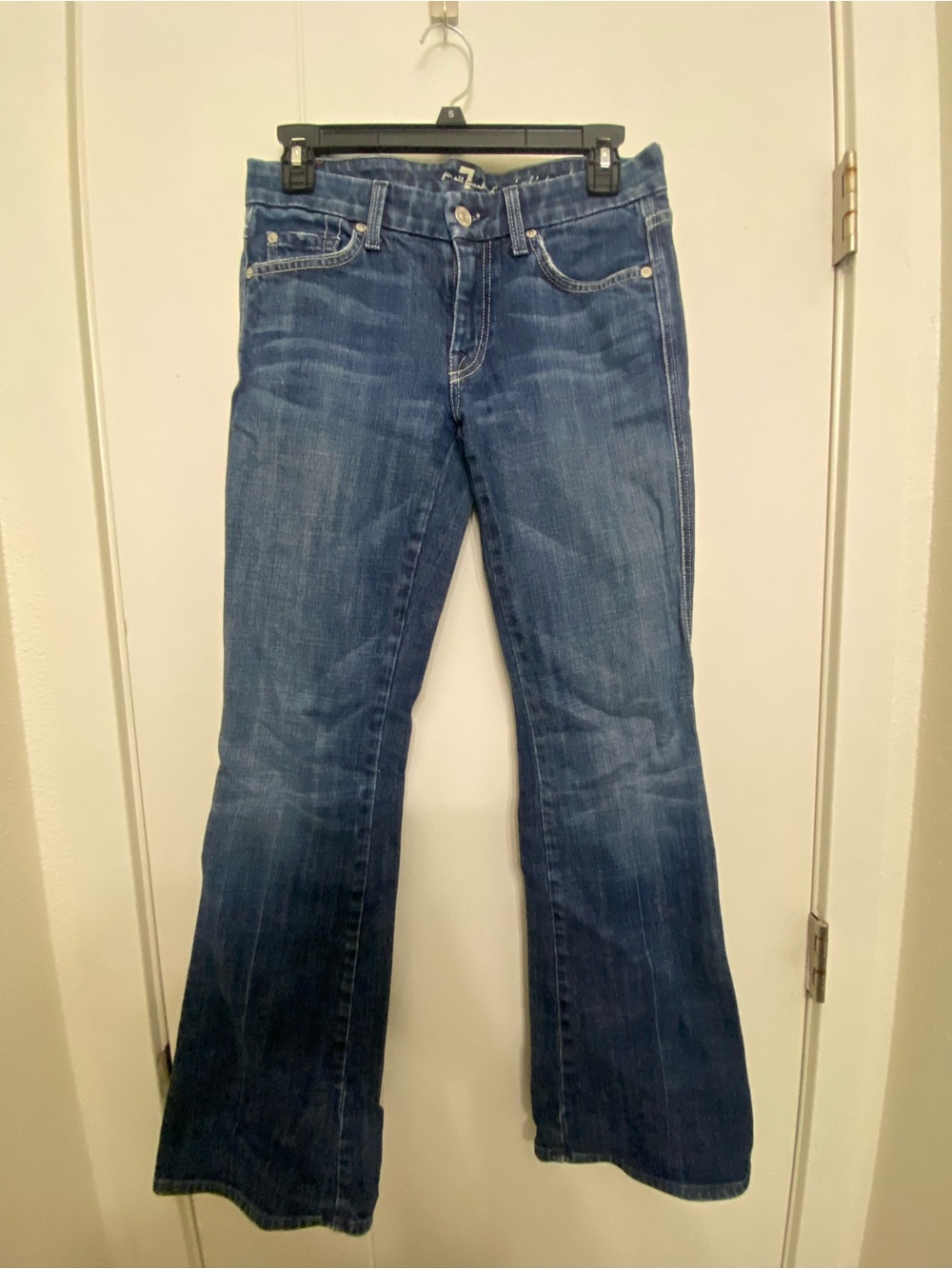 7 For All Mankind Women's Dark Blue Flare Jeans